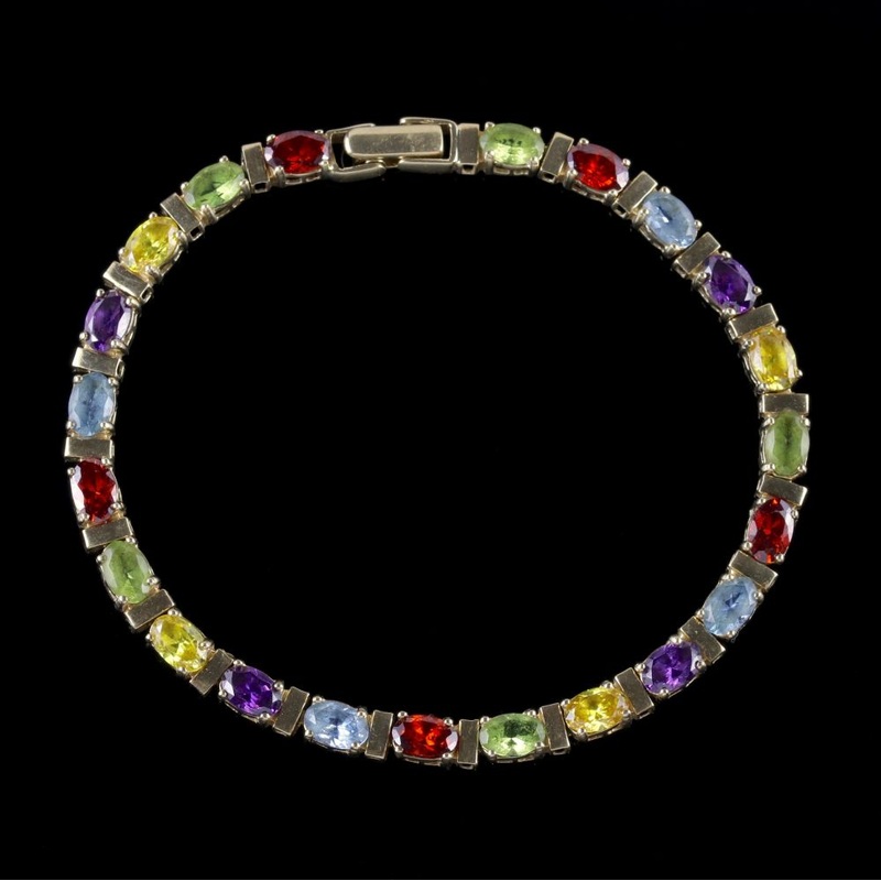 Vintage Gemstone Bracelet 9Ct Yellow Gold