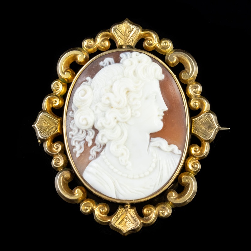 Antique Victorian Cameo Swivel Brooch Locket 9Ct Gold Circa 1860